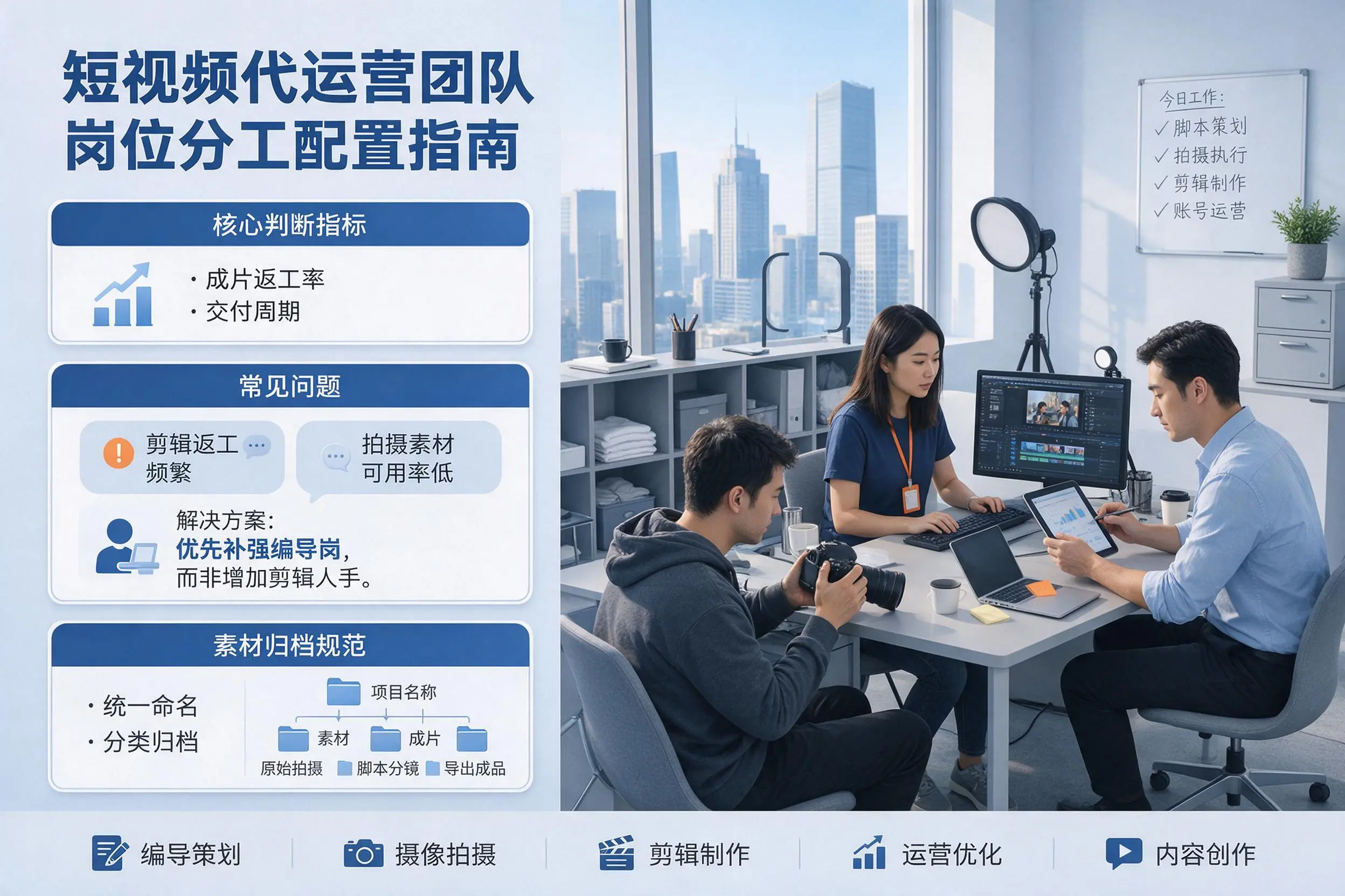 短视频代运营团队如何配置？杭州企业岗位分工科普说明